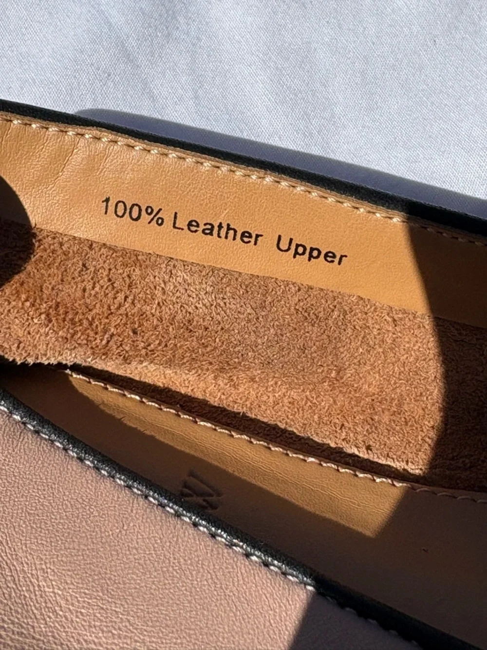 J. Crew Women's Nude Blush Pointed Leather Loafers with Black Trim - Picture 5 of 6